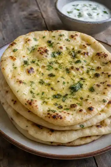 Česnekový naan bez kynutí – indické placky z pánve