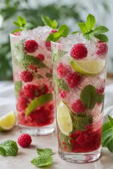 Malinové mojito s limetkou a mátou do 5 minut
