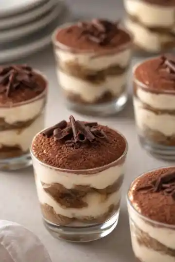 Mini tiramisu pohárky s piškoty a kávovým krémem bez pečení