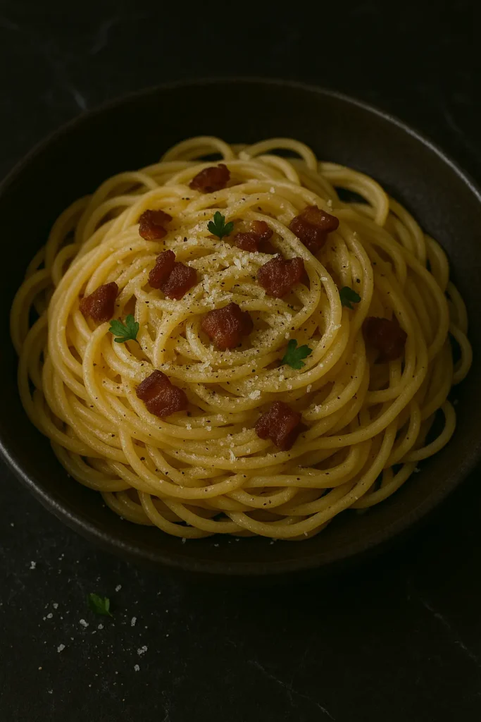 Creamy spaghetti carbonara without cream