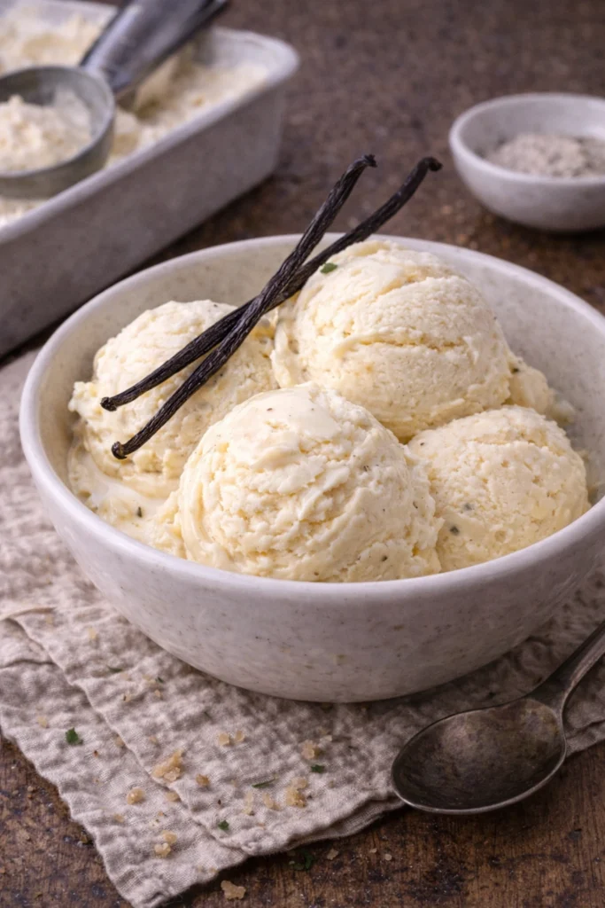 Homemade vanilla ice cream