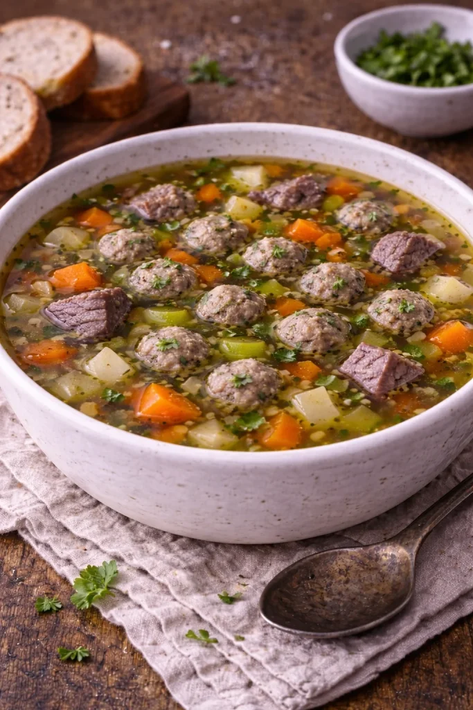 beef soup with liver dumplings