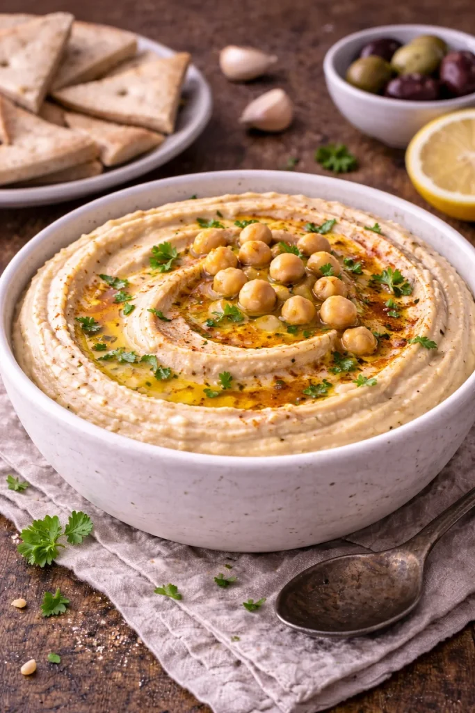 Homemade chickpea hummus