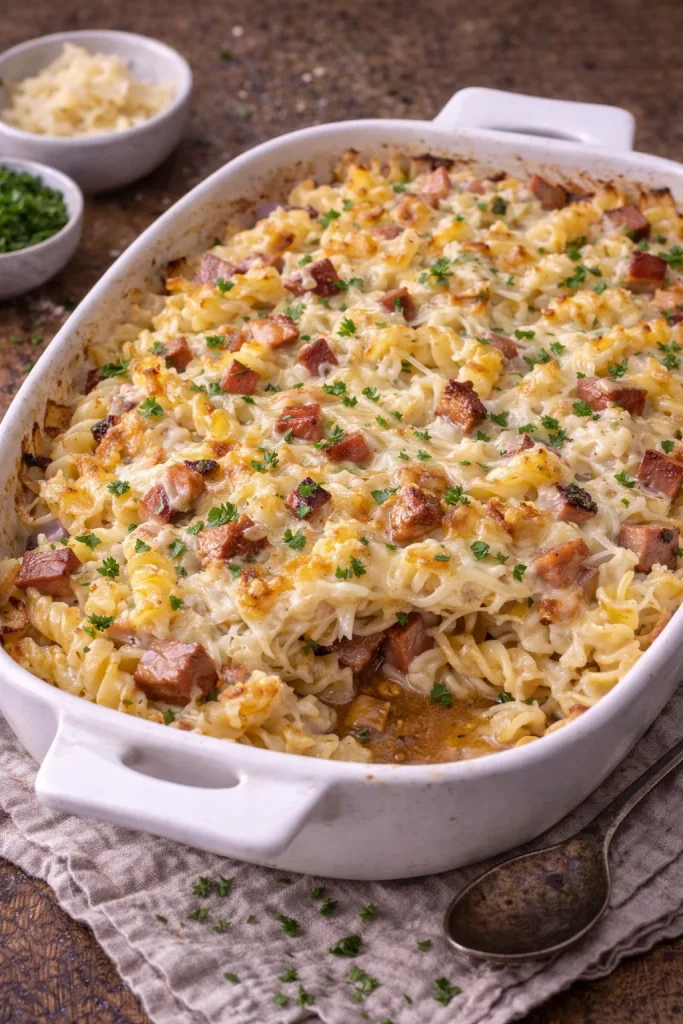 baked pasta with smoked meat