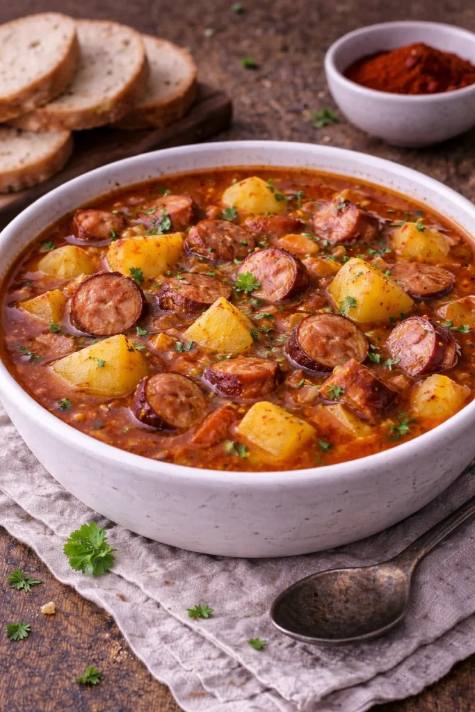 buřtguláš with potatoes