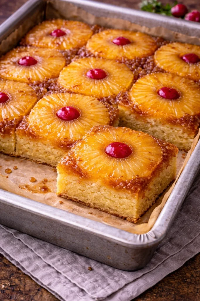 Upside-down pineapple sheet cake