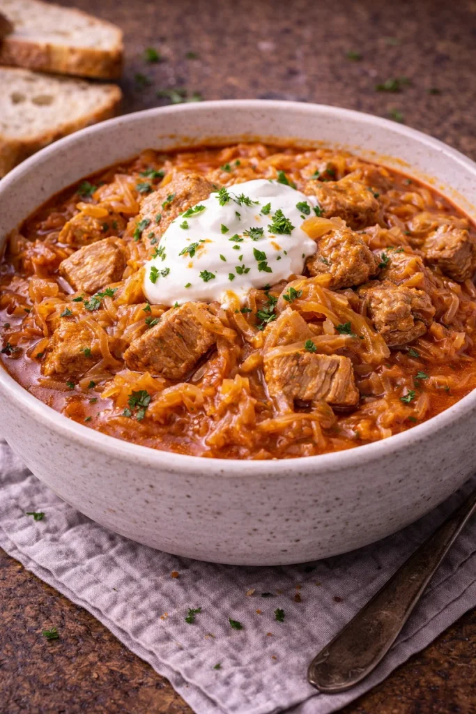 Szegedin goulash with sauerkraut