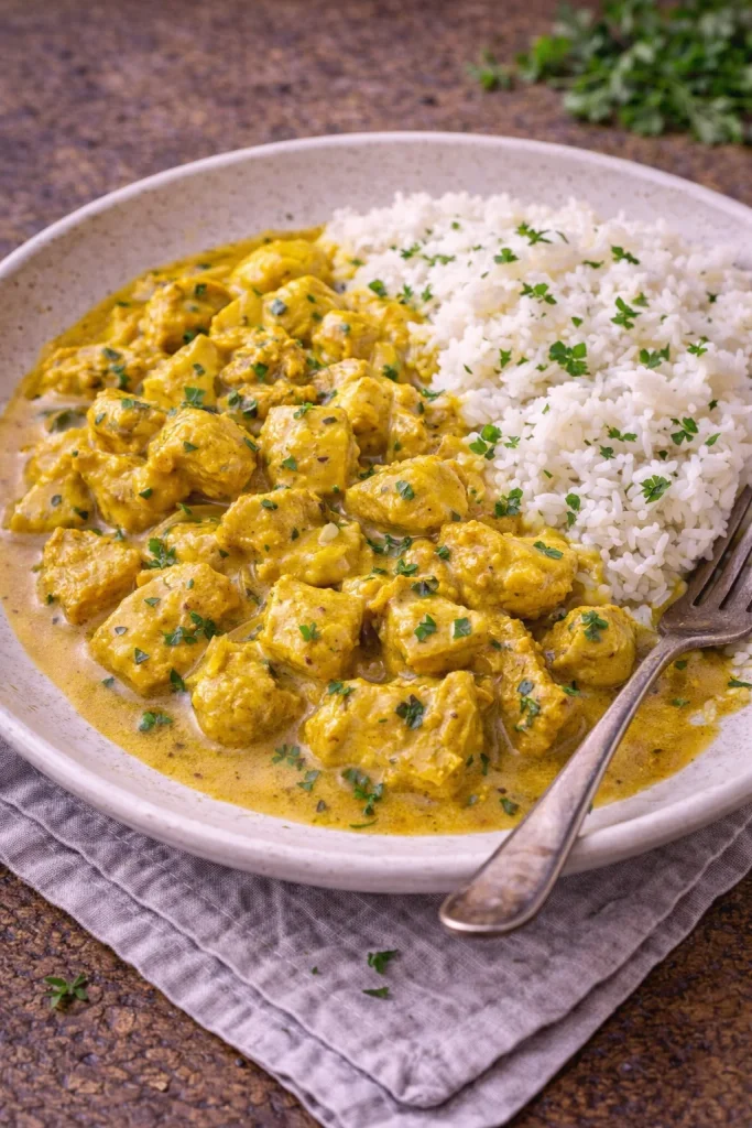 Curried chicken with rice (quick Czech-style version)