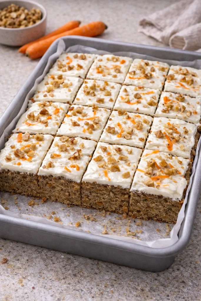 Carrot sheet cake with quark cream