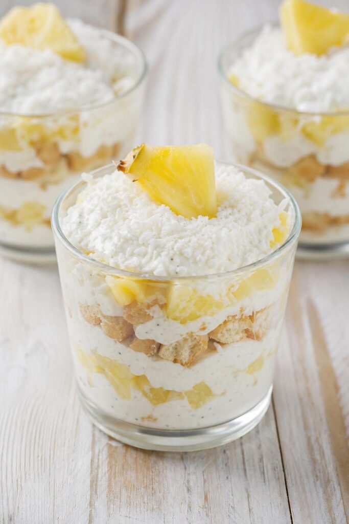 Pineapple curd parfait with coconut, no baking