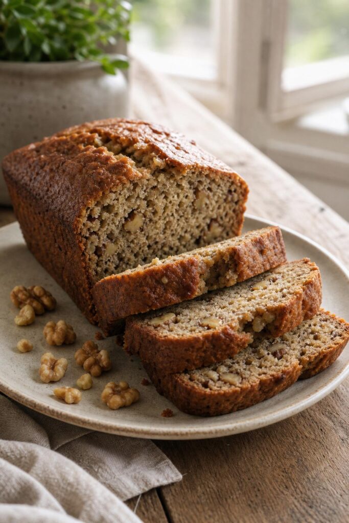 Banana loaf with walnuts made in one bowl