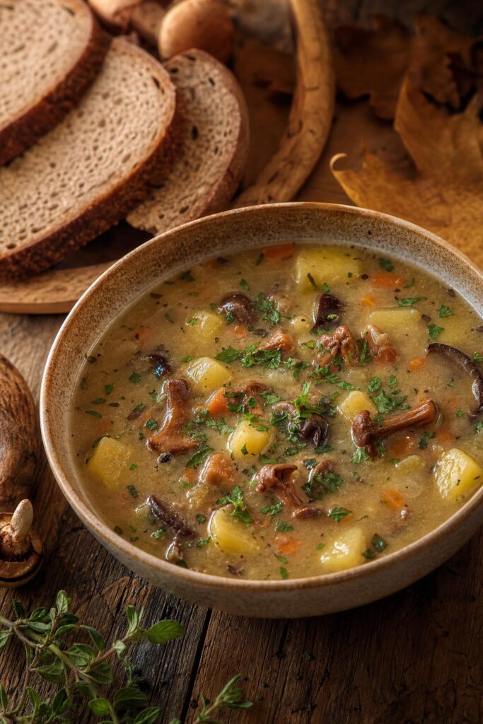 Potato soup with mushrooms and marjoram – a warming autumn soup
