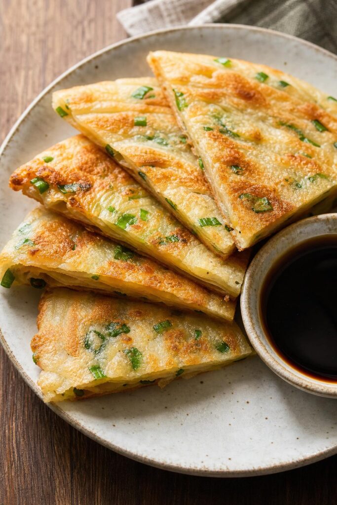 Chinese scallion pancakes without rising