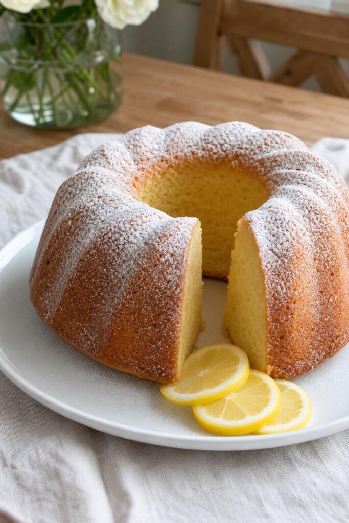 Lemon yogurt bundt cake from a single bowl