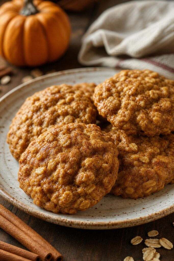 Pumpkin cookies with oats and cinnamon