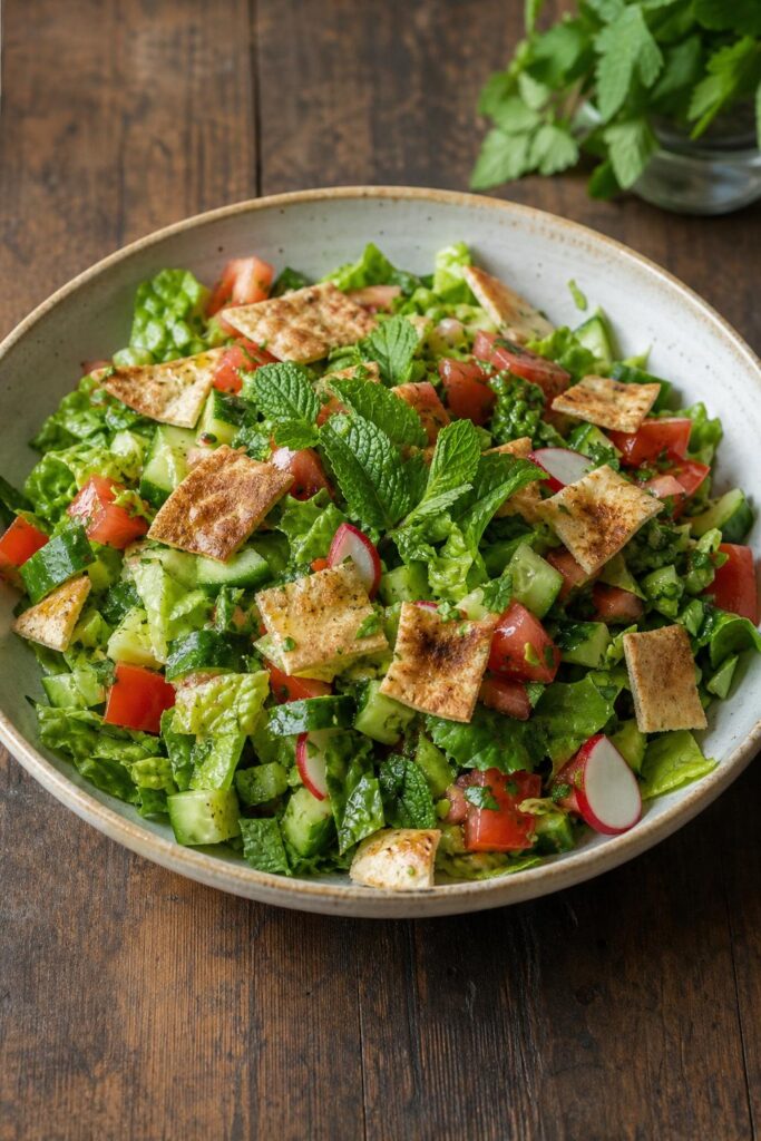 Fattoush – Lebanese salad with crispy pita in up to 15 minutes