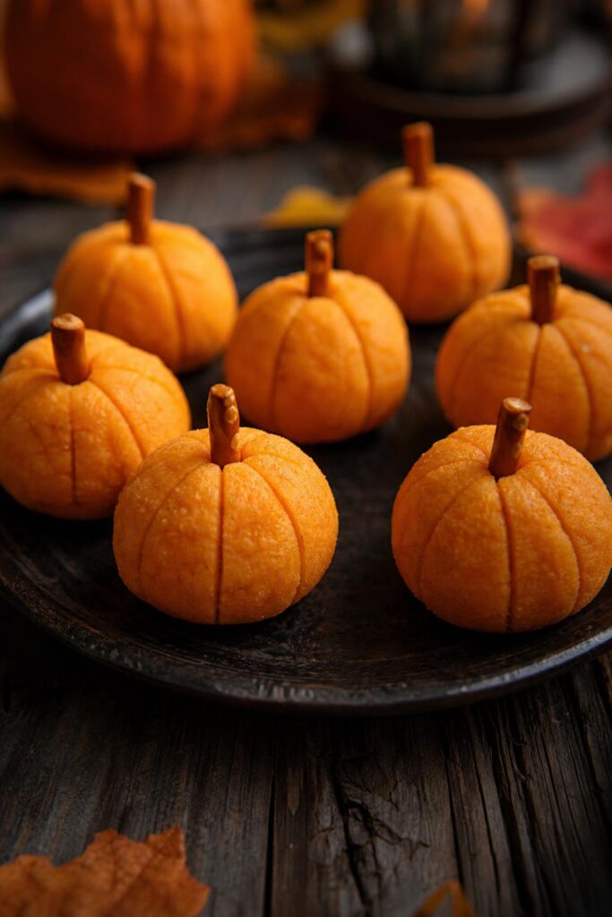 Halloween Pumpkin Biscuit Balls (No-Bake)