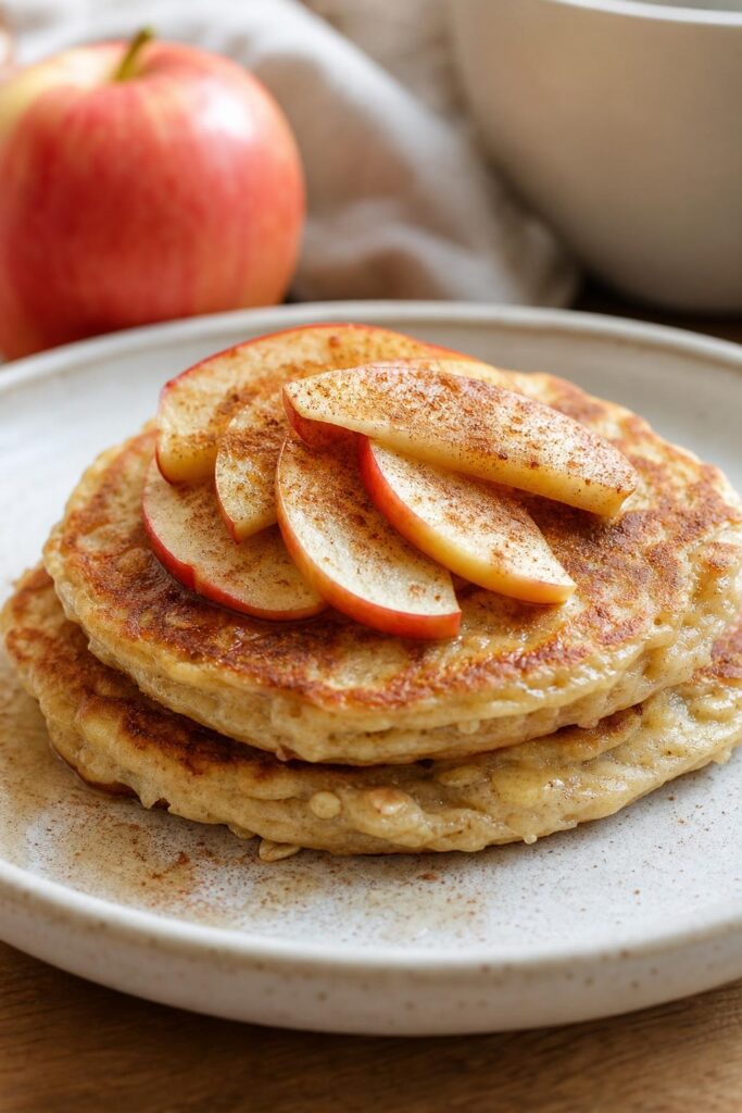 Apple pancakes from oats without milk in 20 minutes