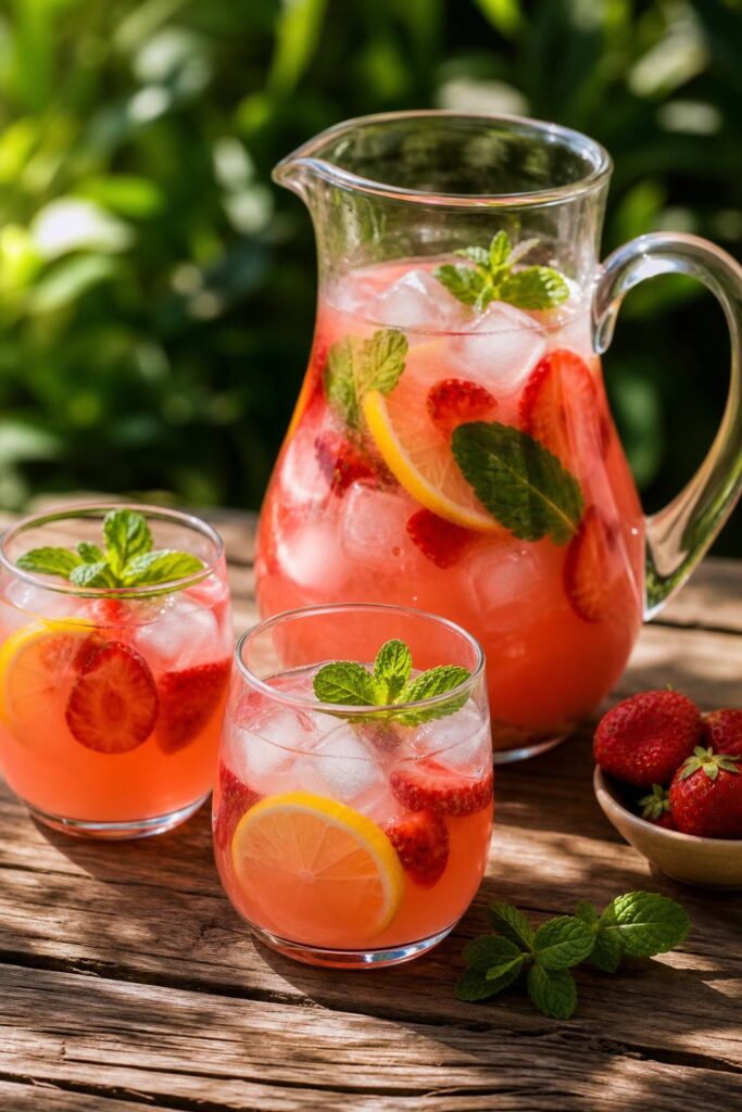 Strawberry lemonade with mint – quick summer refresher without cooking