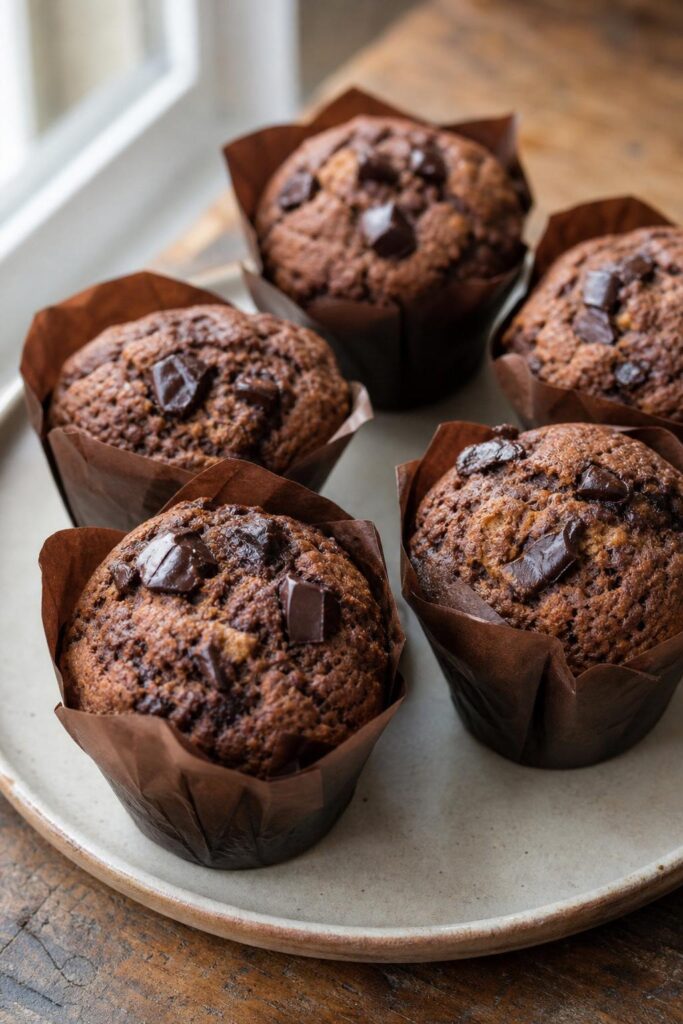 Cocoa banana muffins without milk and butter