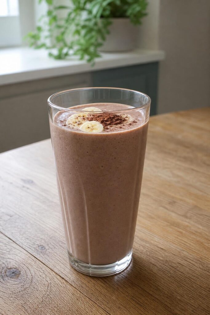 Cocoa protein shake with banana and kefir in 5 minutes