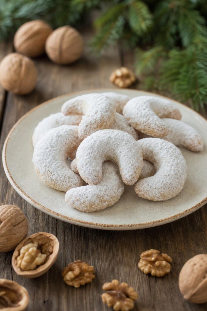 Crisp nut crescents from one dough without long resting time