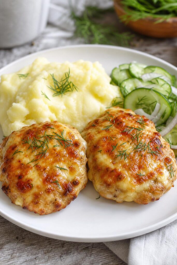Turkey patties with cheese baked in the oven