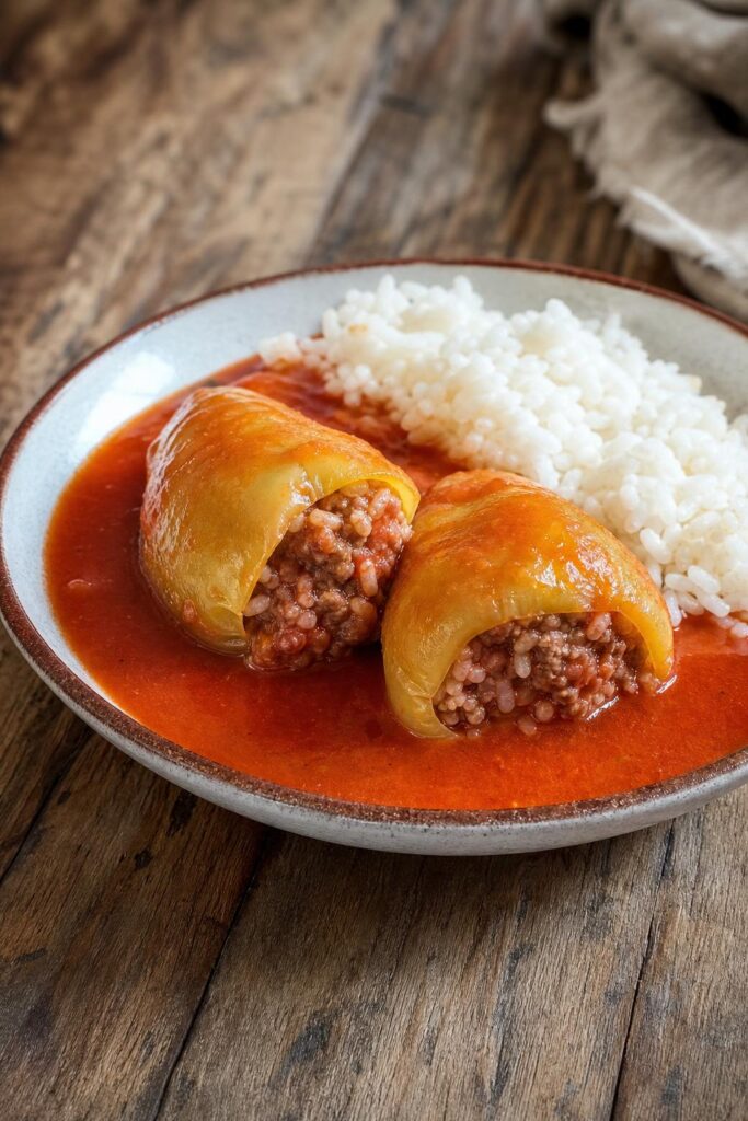 Stuffed peppers with ground meat without baking