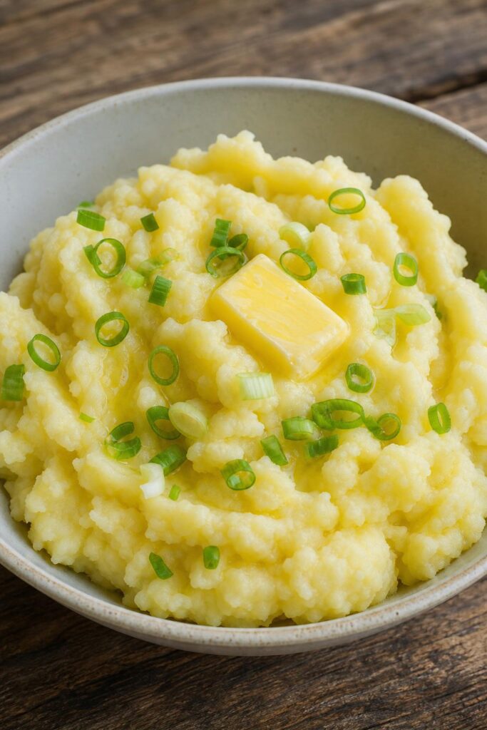 Mashed potatoes with spring onion and butter