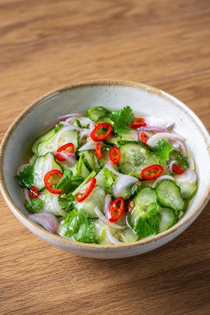 Thai pickled cucumbers ajat with chili in 10 minutes