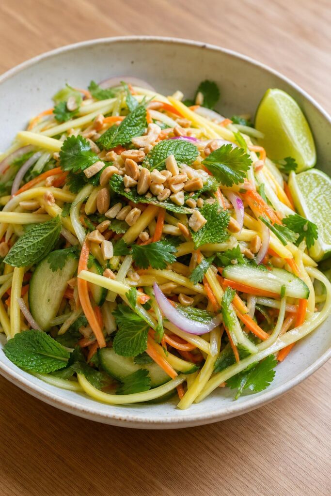 Thai mango salad with peanuts and lime dressing