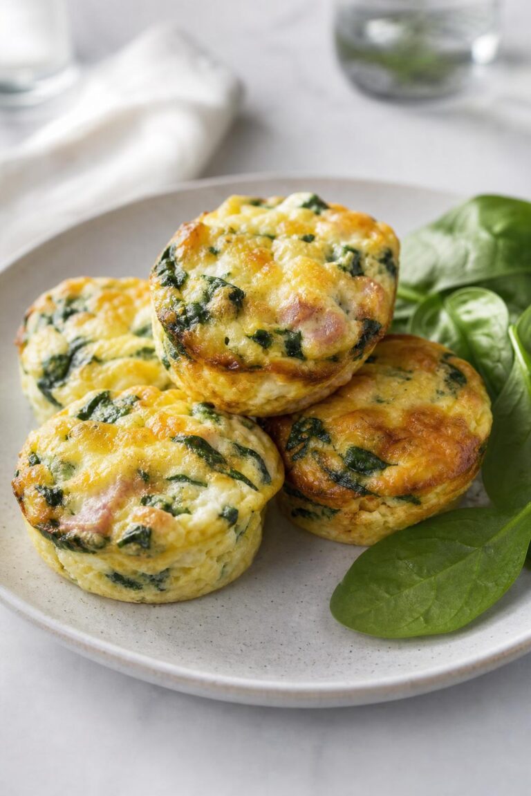 Eiermuffins mit Cottage Cheese, Spinat und Schinken zum Mitnehmen