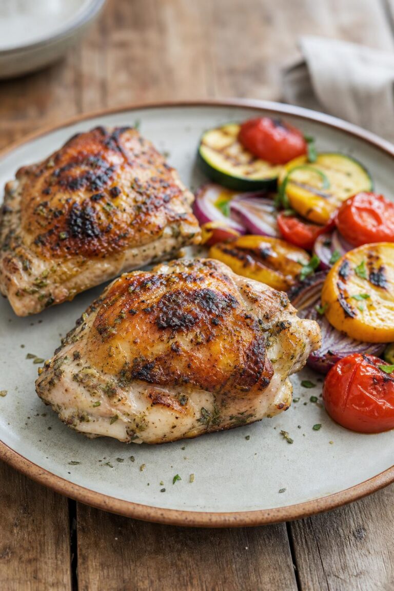 Grilled chicken thighs in kefir marinade