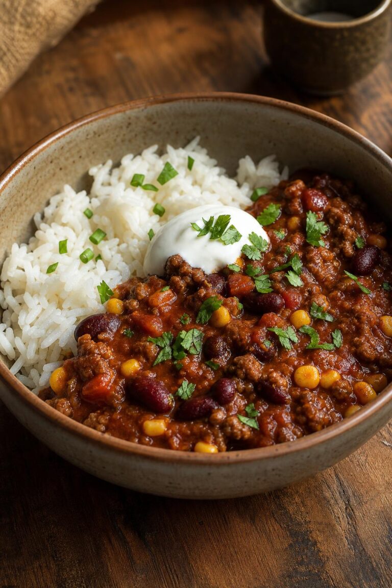 Hovězí chilli s fazolemi jako oběd na více dní