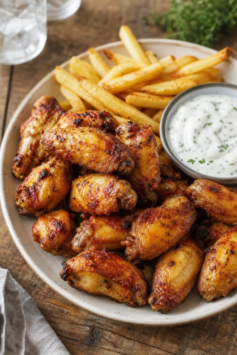 Kuřecí křídla a hranolky v horkovzdušné fritéze se dvěma koši