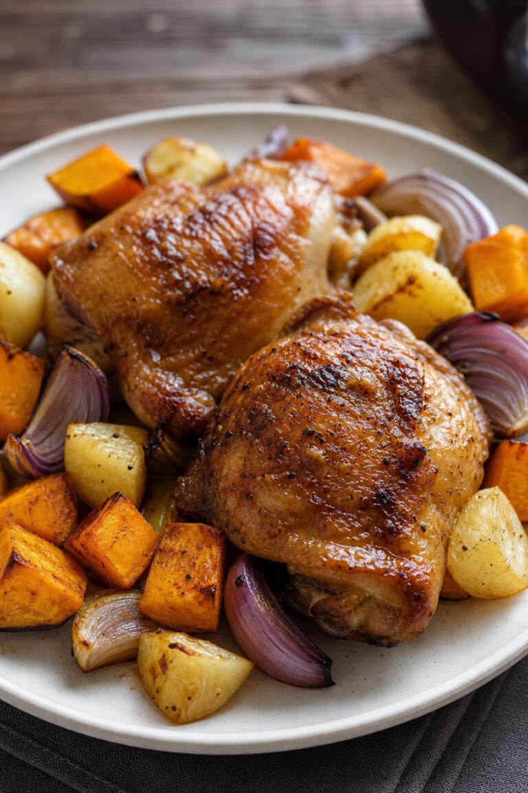 Kuřecí stehna se zeleninou v horkovzdušné fritéze se dvěma koši