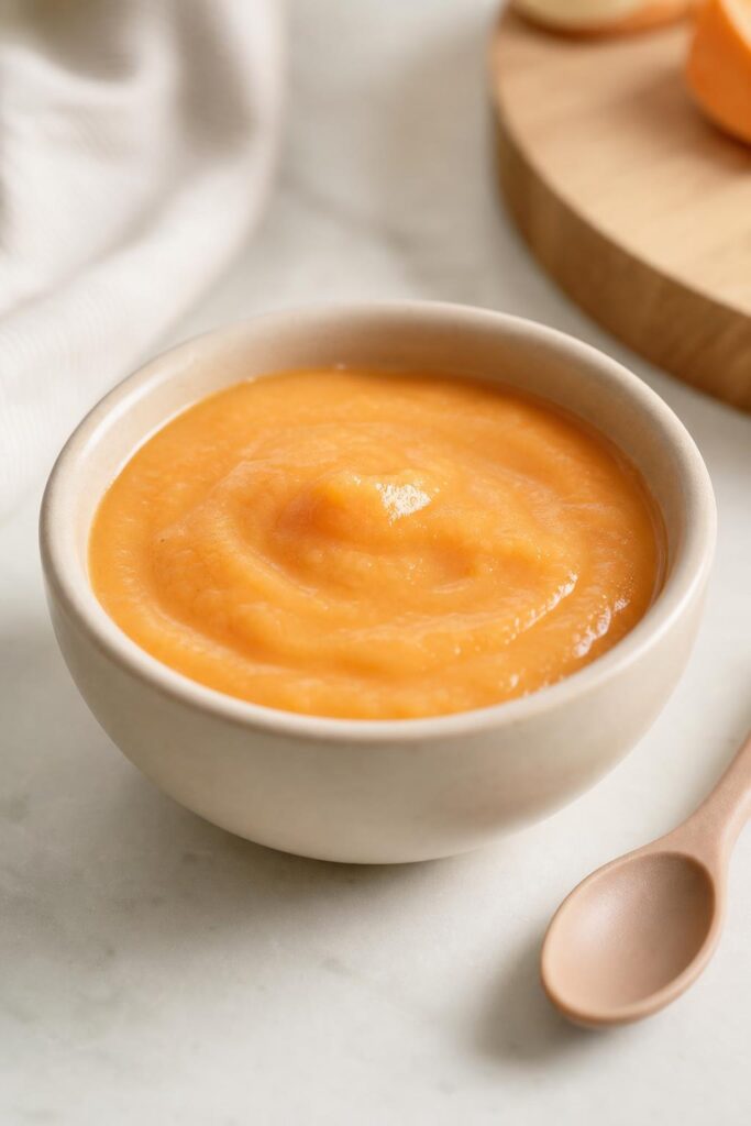 Carrot and pumpkin purée with potato for little ones in under 20 minutes