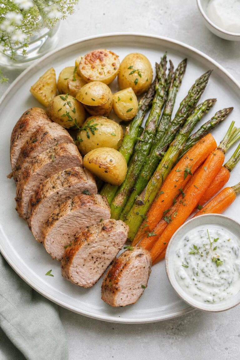 Pork tenderloin with potatoes in a dual-basket air fryer