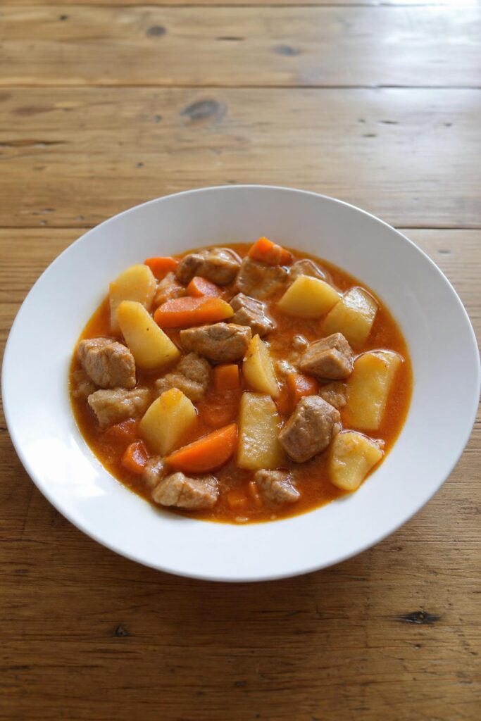 Pork cubes with carrots and potatoes for two days' worth of lunches