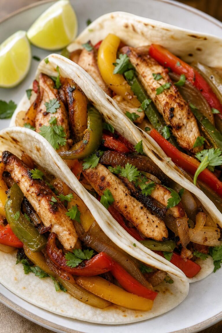 Kuřecí fajitas s paprikami a cibulí z jedné pánve