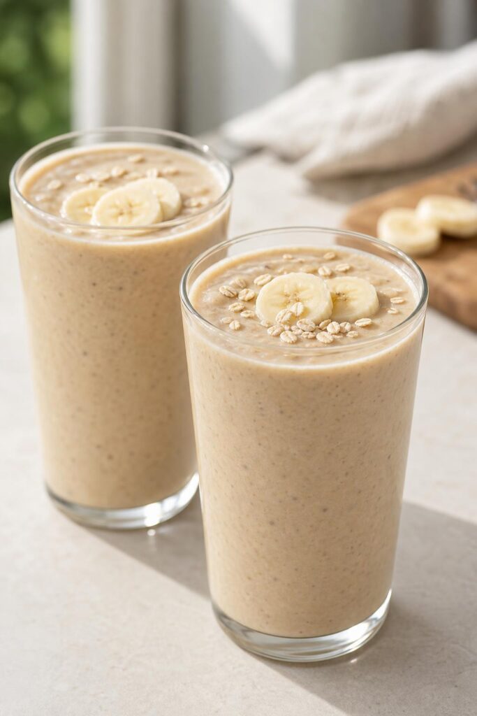 Banánové smoothie s ovesnými vločkami a arašídovým máslem