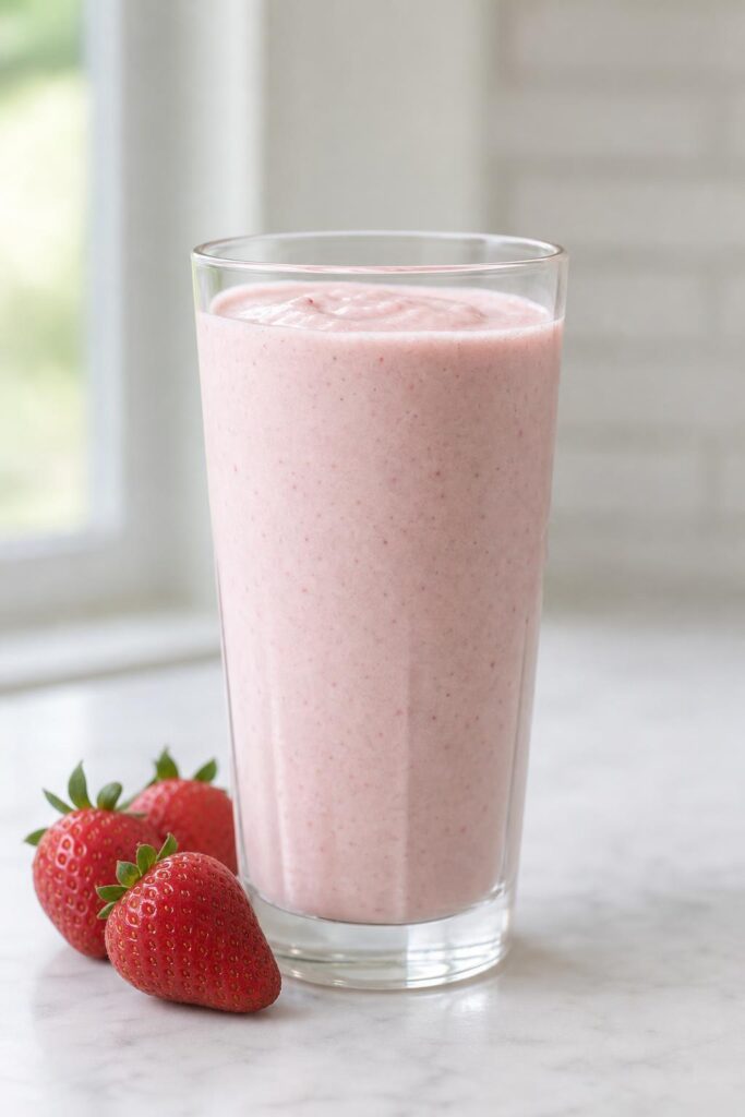 Vanilkový proteinový shake s jahodami a skyrem